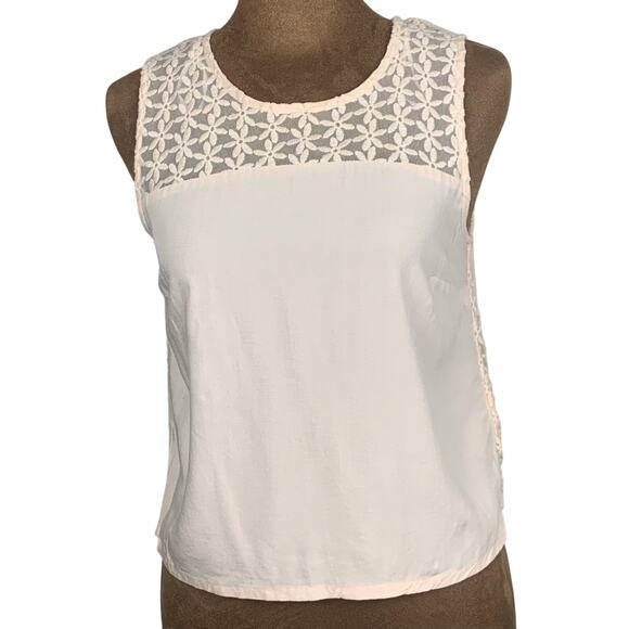 Divided by H&M Light Pink Sleeveless Top with Embroidered Scoop Neck Top Size 4 - Picture 1 of 7